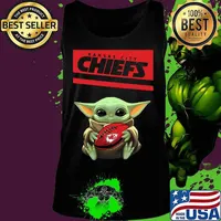 Baby yoda hug kansas city chiefs football logo s Tank top