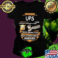 Baby yoda i work at ups i use excessive sarcasm at work because punching someone in their mouth is frowned upon by management s Ladies tee