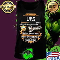 Baby yoda mask i work at ups i use excessive sarcasm at work because punching someone in their mouth is frowned upon by management s Tank top
