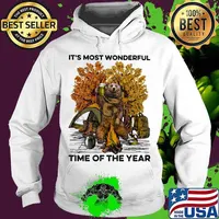 Bear drink beer camping it's the most wonderful time of the year leaves tree s Hoodie