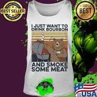 Bear I just want to drink bourbon and smoke some meat vintage retro s Tank top