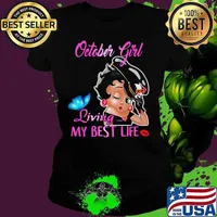 Betty boop october girl living my best life butterfly s Ladies tee