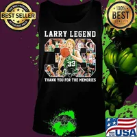Boston celtics larry legend 33 thank you for the memories signature s Tank top