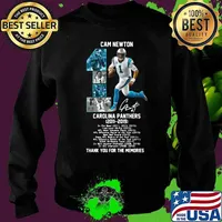 Cam newton 1 carolina panthers 2011 2019 thank you for the memories signature s Sweater