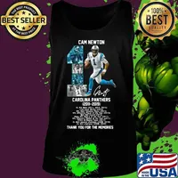 Cam newton 1 carolina panthers 2011 2019 thank you for the memories signature s Tank top