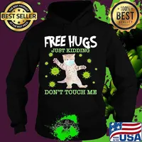 Cat mask free hugs just kidding don't touch me covid-19 s Hoodie