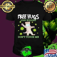 Cat mask free hugs just kidding don't touch me covid-19 shirt