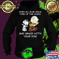 Charlie brown and snoopy when all else fails turn up the music and dance with your dog s Hoodie