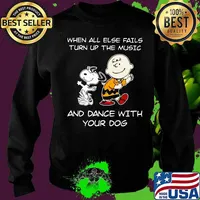 Charlie brown and snoopy when all else fails turn up the music and dance with your dog s Sweater