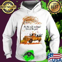 Cows riding car it's the most wonderfal time of the year leaves tree pumpkins s Hoodie
