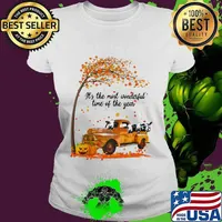 Cows riding car it's the most wonderfal time of the year leaves tree pumpkins s Ladies tee