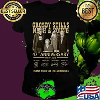 Crosby stills nash and young 47th anniversary 1968 2020 thank you for the memories signatures s Ladies tee