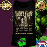 Crosby stills nash and young 47th anniversary 1968 2020 thank you for the memories signatures s Tank top