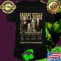 Crosby stills nash and young 47th anniversary 1968 2020 thank you for the memories signatures shirt