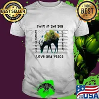 Deer swim in the sea love and peace live in the sunshine drink the wind air shirt
