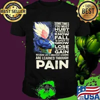 Dragon ball 7 vegeta sometimes you must hurt in order to know fall in order to grow lose in order to gain because life's greatest lessons are learned through pain shirt