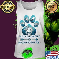 Easily distracted by paw dogs and turtles s Tank top