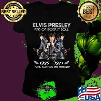 Elvis presley king of rock n roll 1935 1977 thank you for the memories signature s Ladies tee
