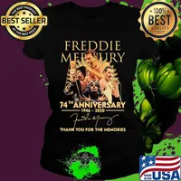 Freddie mercury 74th anniversary 1946 2020 thank you for the memories signature s Ladies tee