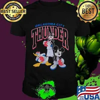 Goofy donald duck and mickey mouse football player oklahoma city thunder shirt