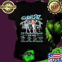 Gorillaz 22nd anniversary 1998 2020 thank you for the memories signatures s Ladies tee