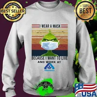 Grinch i wear a mask because i want to live and work at albertsons vintage retro s Sweater