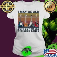 Guitars i may be old but i got to see the good bands vintage retro s Ladies tee