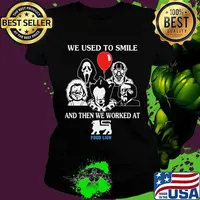 Halloween horror characters we used to smile and then we worked at food lion s Ladies tee