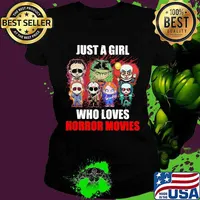 Halloween just a girl who loves horror movies s Ladies tee