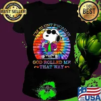 Hippie snoopy i'm blunt because god rolled me that way vintage retro s Ladies tee