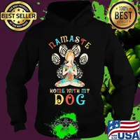 Hippie yoga girl namaste home with my paw dog s Hoodie