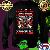 I Am A Grumpy Veteran I Served I Sacrificed I Don’t Regret If This Offends You I Don’t Care Eagle American Flag s Sweater