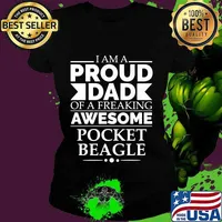 I Am Proud Dad Of A Freaking Awesome Pocket Beagle Shirt Ladies tee