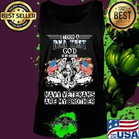 I took a dna test god is my father navy veterans are my brother american flag independence day s Tank top