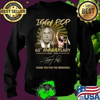 Iggy pop 60th anniversary 1960 2020 thank you for the memories signatures s Sweater