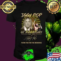 Iggy pop 60th anniversary 1960 2020 thank you for the memories signatures shirt