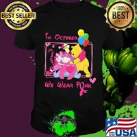 In october we wear pink the mini adventures of winnie the pooh cancer awareness shirt