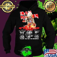 Iron maiden 45th anniversary 1985 2020 thank you for the memories signatures s Hoodie