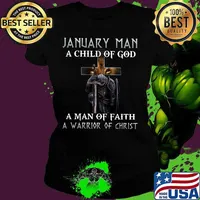 January Man A Child Of God A Man Of Faith A Warrior Of Christ Knight And Lion Shirt Ladies tee