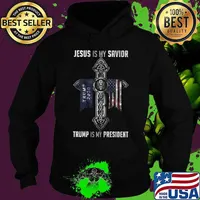 Jesus is my savior trump is my president 2020 american flag independence day s Hoodie