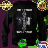Jesus is my savior trump is my president 2020 american flag independence day s Sweater