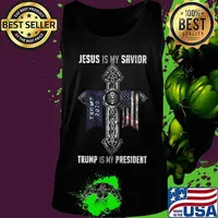 Jesus is my savior trump is my president 2020 american flag independence day s Tank top