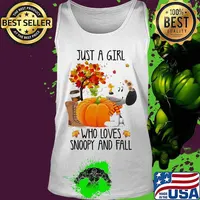 Just a girl who loves snoopy and fall pumpkin maple leaves s Tank top
