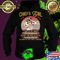 Kansas city chiefs girl hated by many loves by plenty heart on her sleeve fire in her soul a mouth she can't control vintage retro s Hoodie