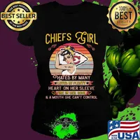Kansas city chiefs girl hated by many loves by plenty heart on her sleeve fire in her soul a mouth she can't control vintage retro s Ladies tee