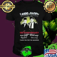 Laurel and hardy 100th anniversary 1920 2020 thank you for the memories signatures shirt