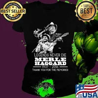 Legends never die merle haggard 1937 2016 thank you for the memories signature s Ladies tee
