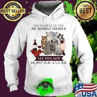 Les chais et le vin me rendent heureux les humains me font mal a la tete flowers s Hoodie