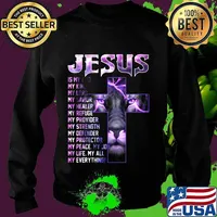 Lion ling jesus is my old my king lord savior healer refuge provider strength defender protector peace joy life all everything s Sweater