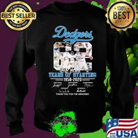 Los angeles dodgers 62 years of starting 1958 2020 thank you for the memories signatures s Sweater